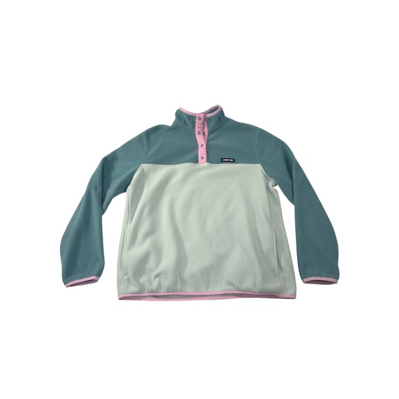 Lands' End Other - Lands End Kids Fleece Pullover Snap Mock Neck Teal Green Pink L 14-16 Colorblock